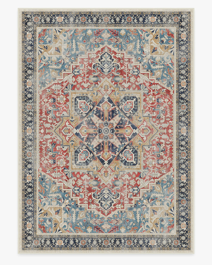 Kamran — Halı, Cayenne Kırmızı ve Mavi, AREA, beyaz zemin, 10x14