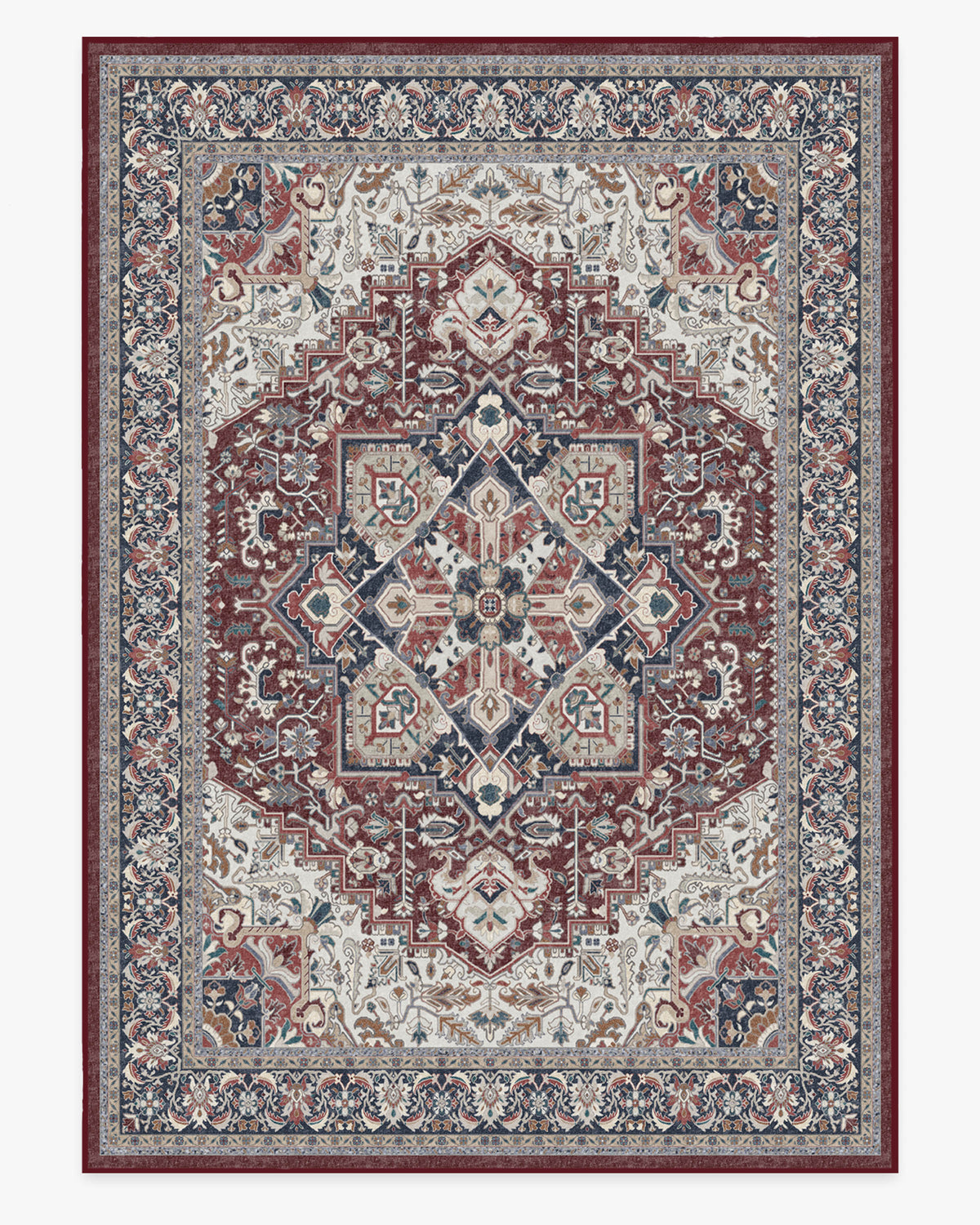 Hendesi Heriz — Halı, Bordeaux Kırmızı, AREA, beyaz zemin, 10x14