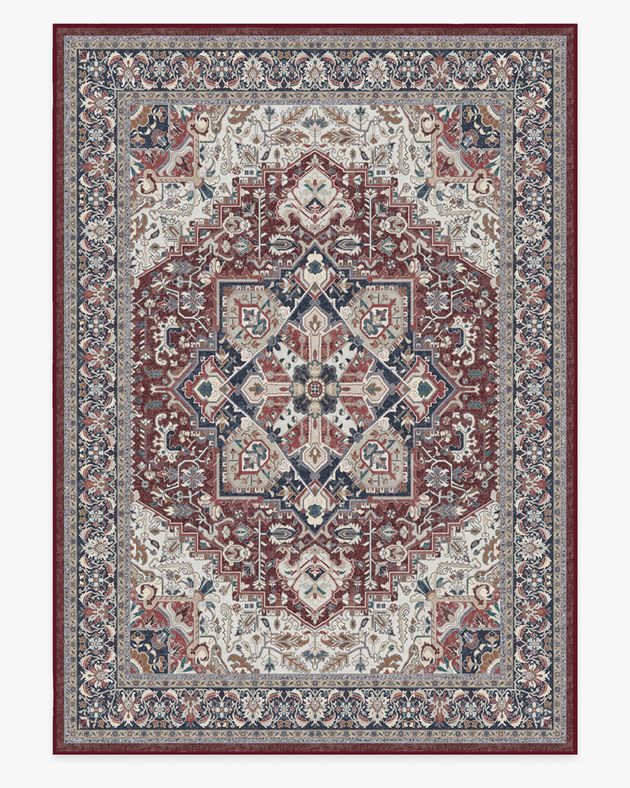 Hendesi Heriz — Halı, Bordeaux Kırmızı, AREA, beyaz zemin, 10x14