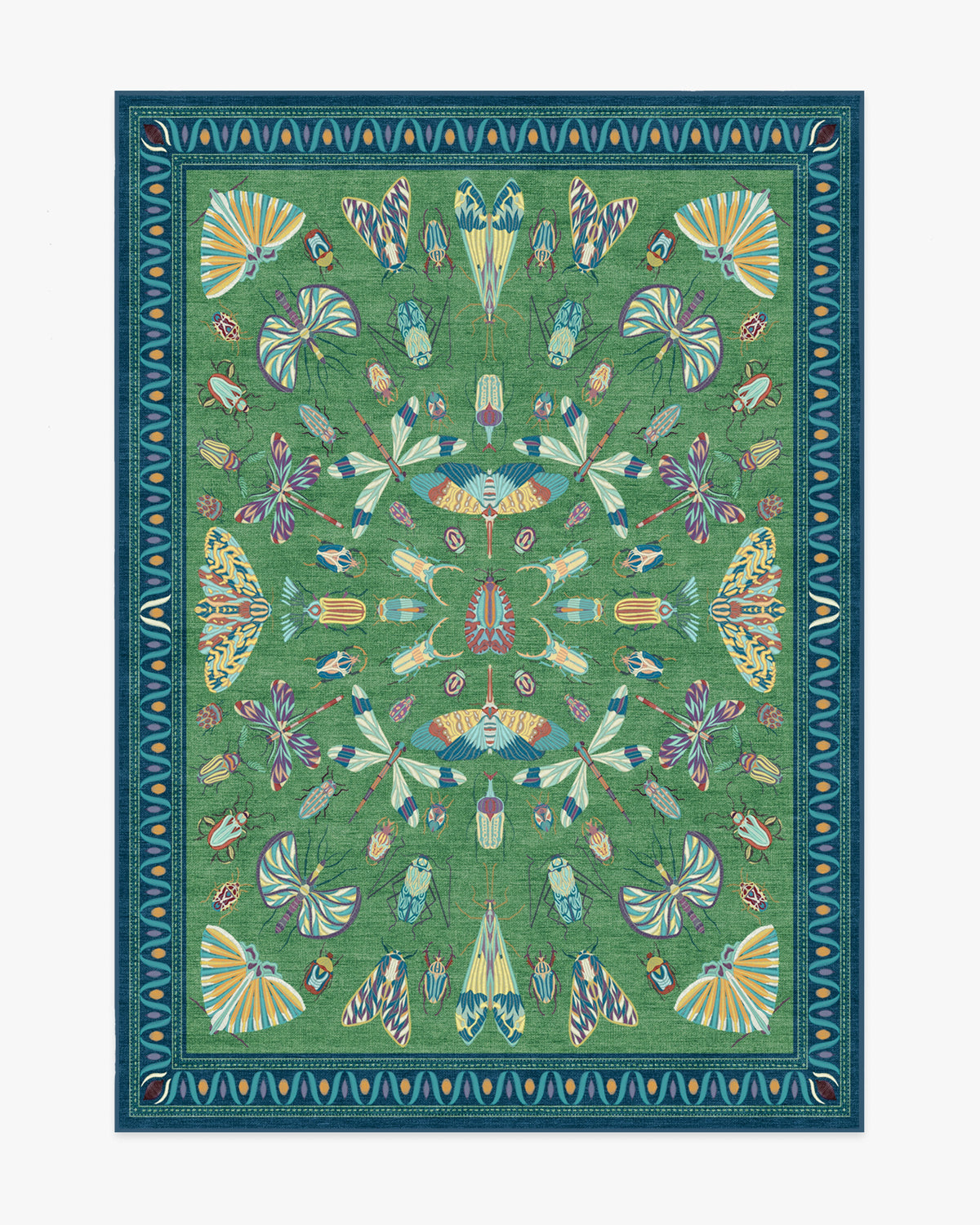 Flutterby — Halı, Yeşil Safir, AREA, beyaz zemin, 5x7