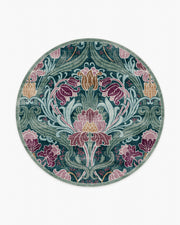 Flourish — Halı, Turkuaz, ROUND, beyaz zemin, 8R