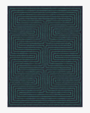 Labyrinth — Halı, Lacivert Turkuaz, AREA, beyaz zemin, 9x12