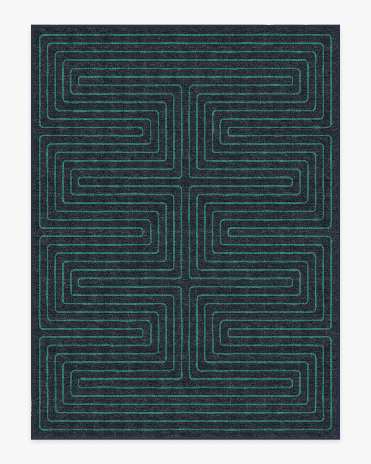 Labyrinth — Halı, Lacivert Turkuaz, AREA, beyaz zemin, 9x12
