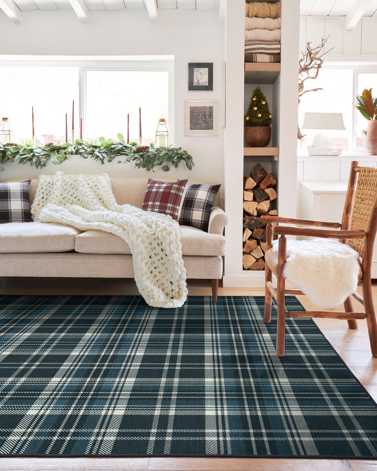 Dress Stewart Tartan — Halı, Lacivert, AREA, yaşam alanı, 5x7