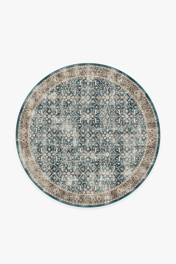 Celestine — Halı, Turkuaz Mavi, ROUND, beyaz zemin, 6R