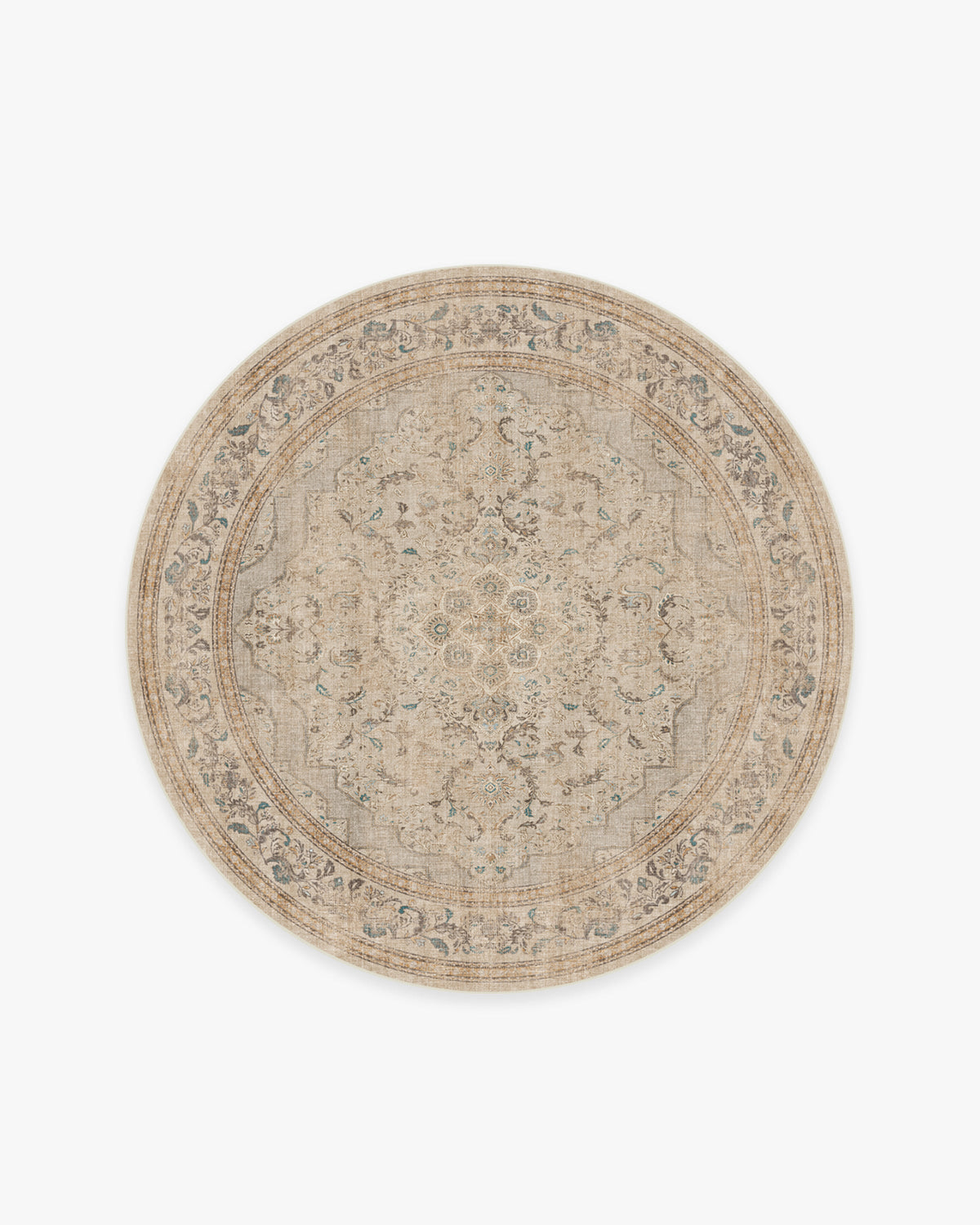 Adeline — Halı, Kahverengi, ROUND, beyaz zemin, 6R