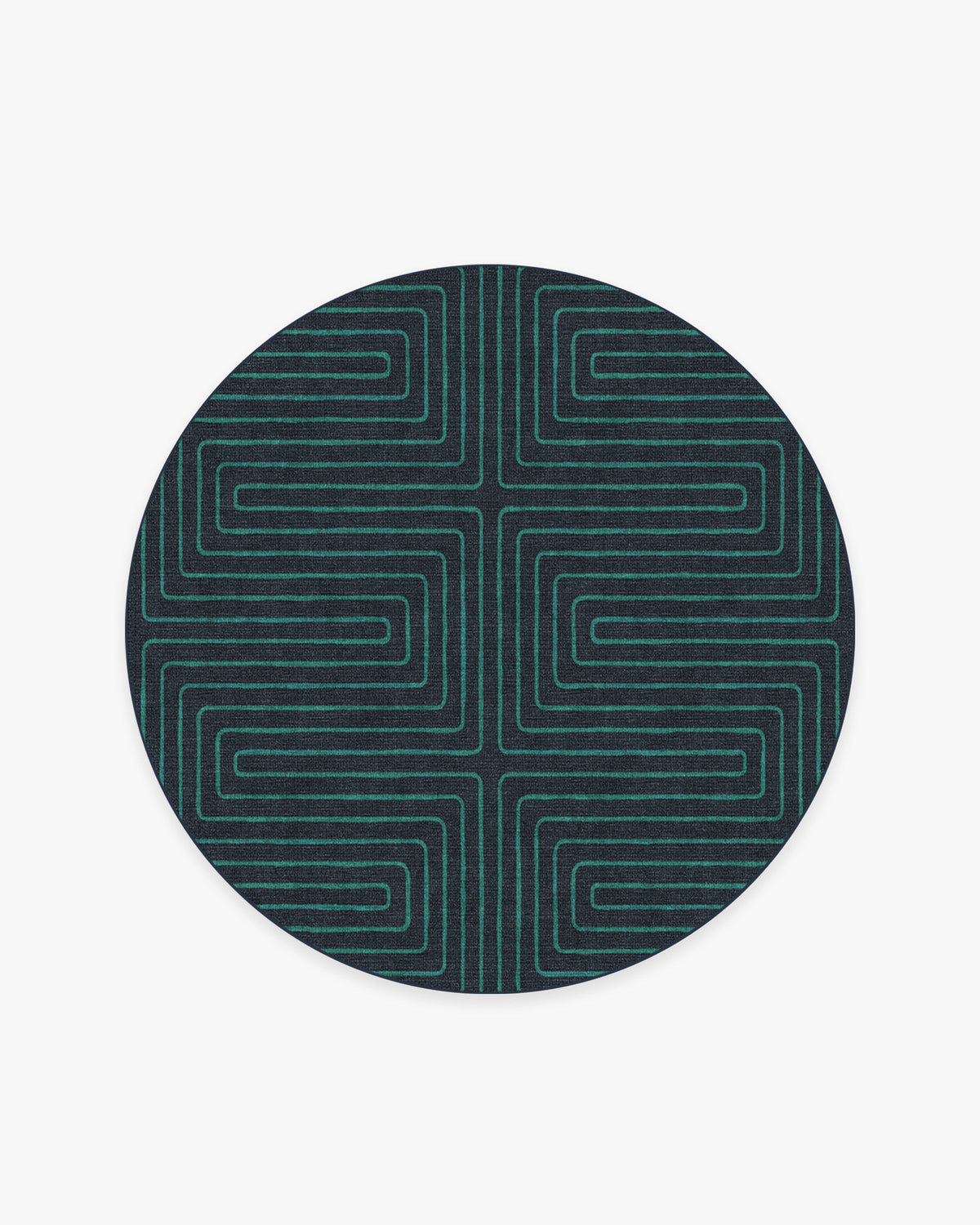 Labyrinth — Halı, Lacivert Turkuaz, ROUND, beyaz zemin, 6R