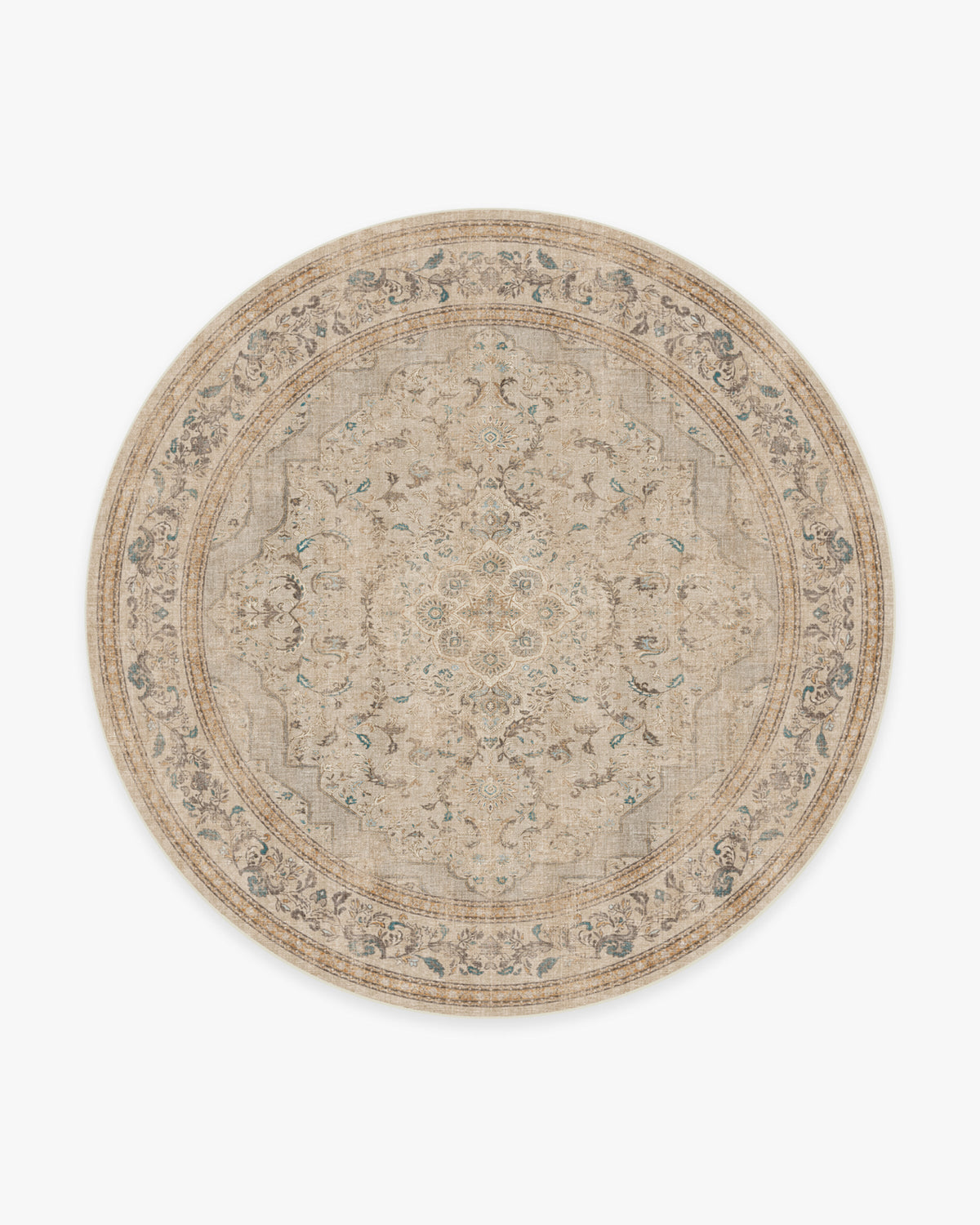 Adeline — Halı, Kahverengi, ROUND, beyaz zemin, 8R