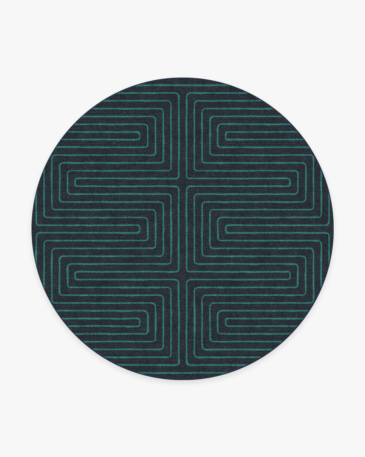 Labyrinth — Halı, Lacivert Turkuaz, ROUND, beyaz zemin, 8R