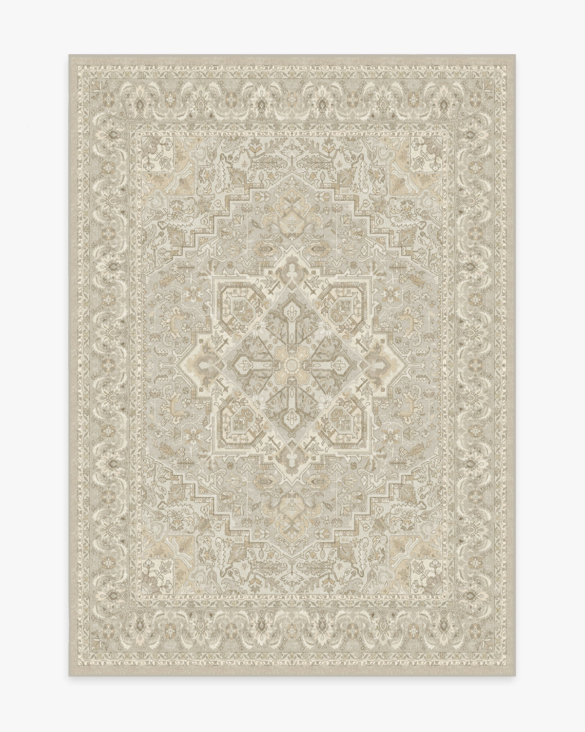 Hendesi Heriz — Halı, Krem, AREA, beyaz zemin, 5x7
