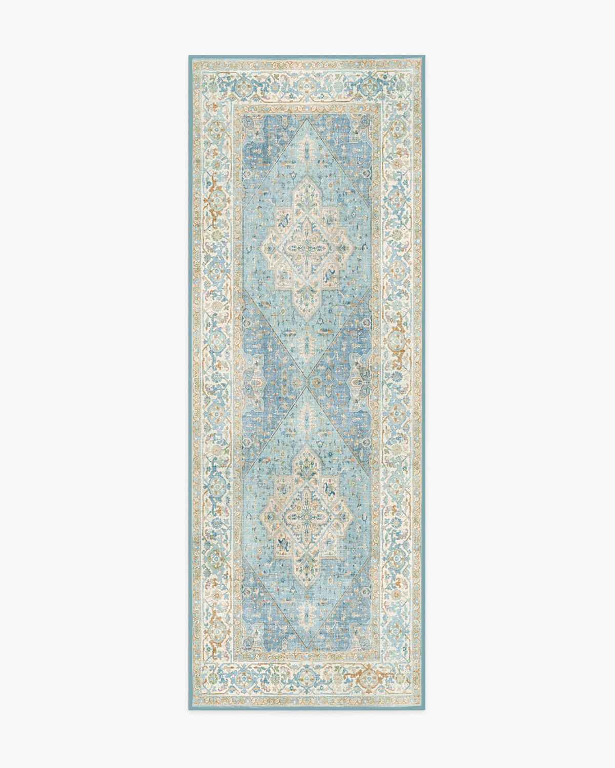 Santiago — Halı, Mavi Krem, RUNNER, beyaz zemin, 2x7