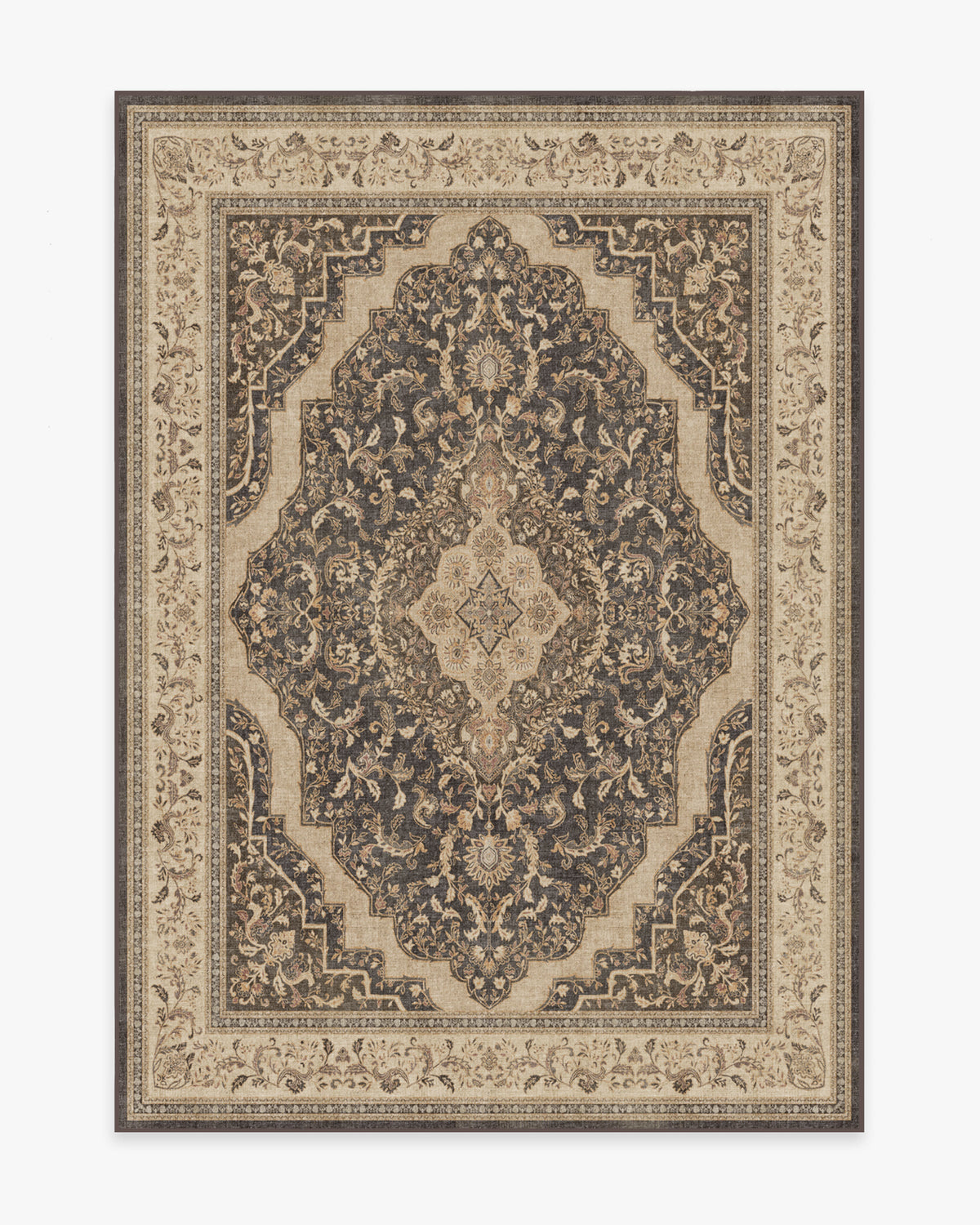 Adeline — Halı, Koyu Ahşap, AREA, beyaz zemin, 5x7