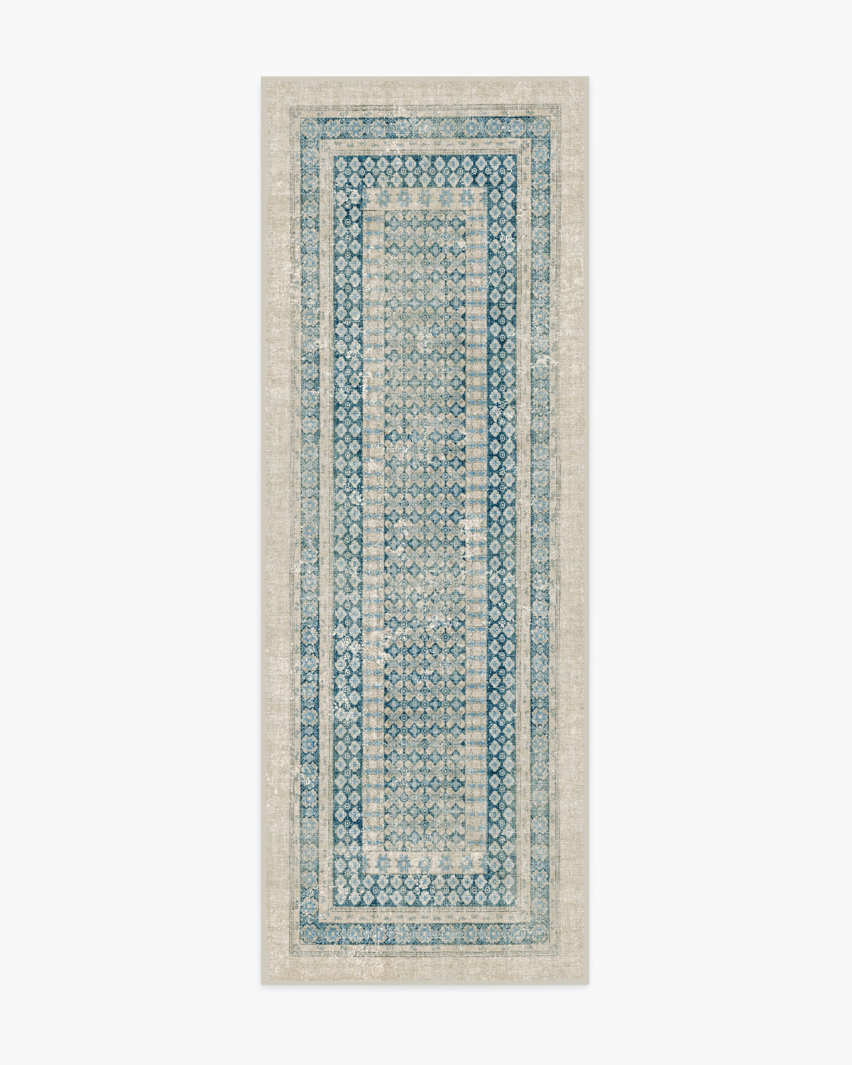 Cyrus — Halı, Nötr Mavi, RUNNER, beyaz zemin, 2x7