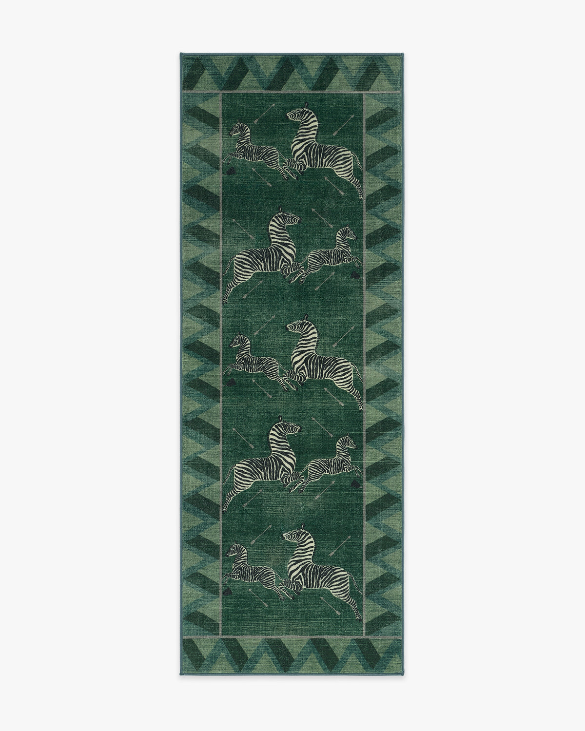 Zebras — Halı, Yeşil, RUNNER, beyaz zemin, 2x7