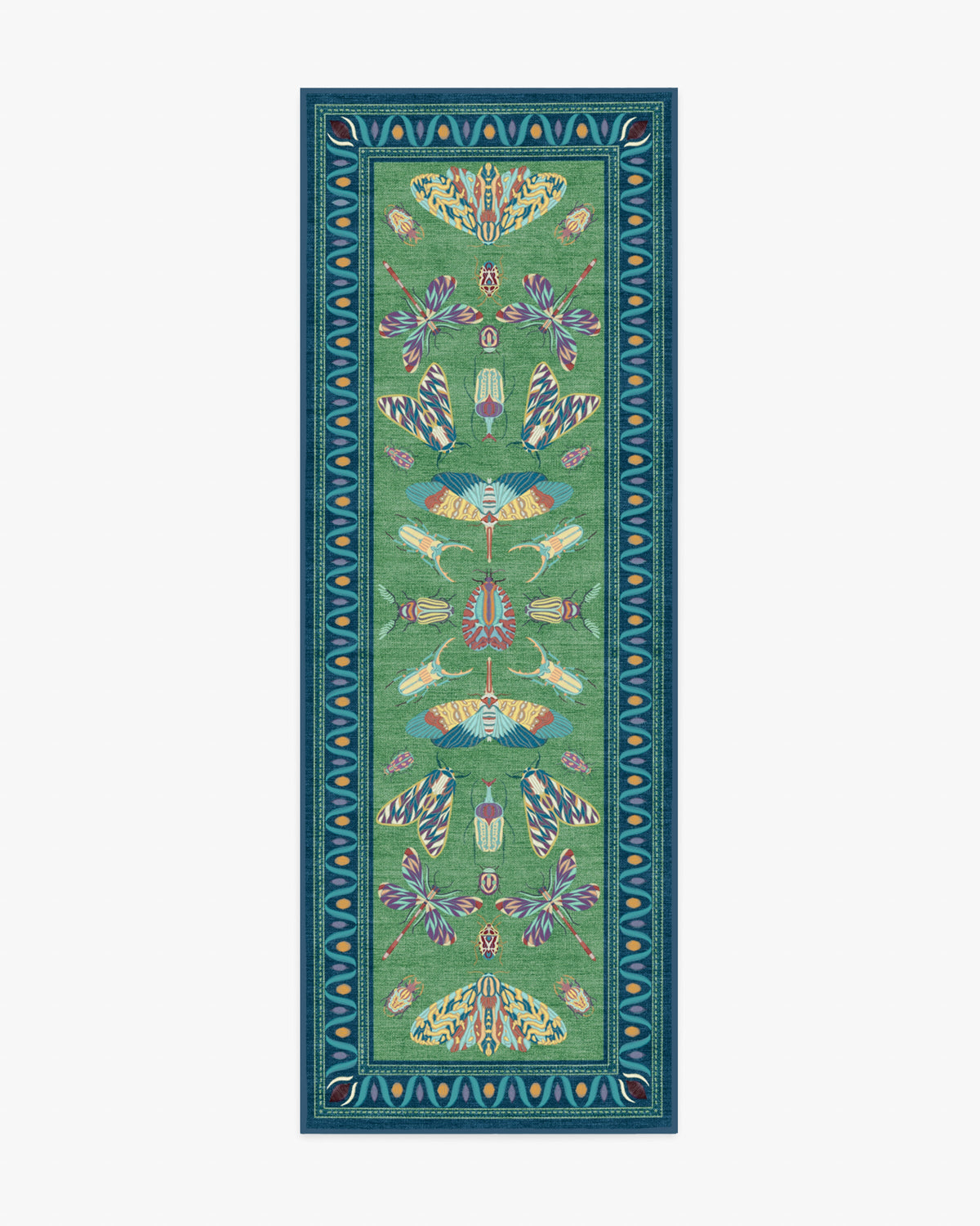 Flutterby — Halı, Yeşil Safir, RUNNER, beyaz zemin, 2x7