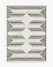 Labyrinth — Halı, Siyah Fildişi, AREA, beyaz zemin, 5x7