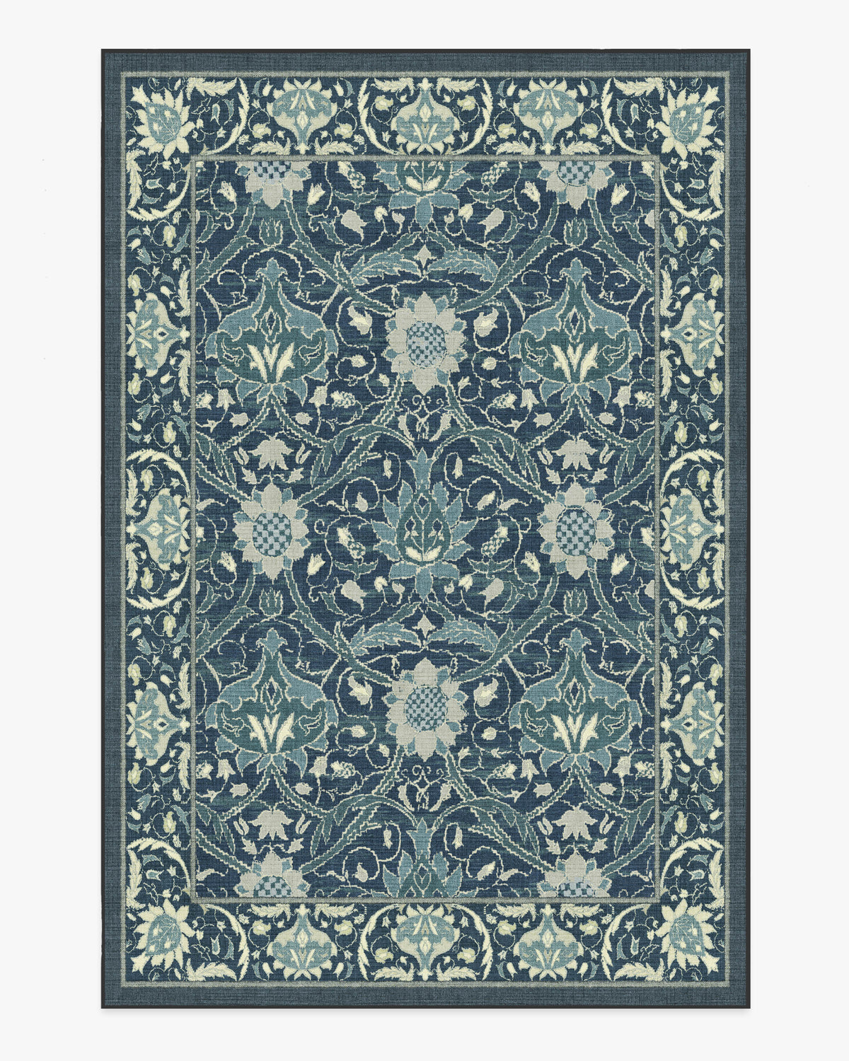 Morris And Co Montreal — Halı, Safir Mavi, AREA, beyaz zemin, 6x9