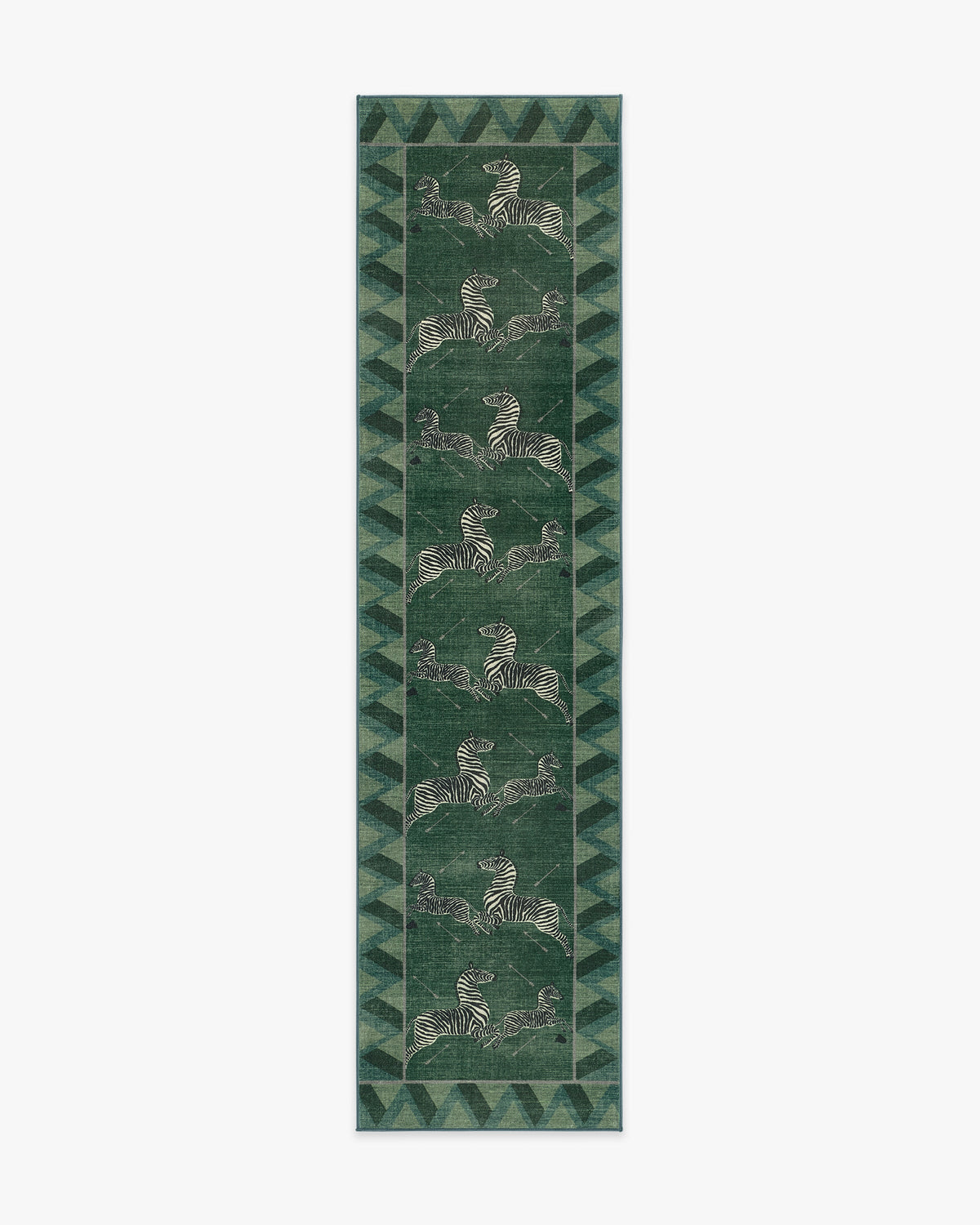Zebras — Halı, Yeşil, RUNNER, beyaz zemin, 2x10