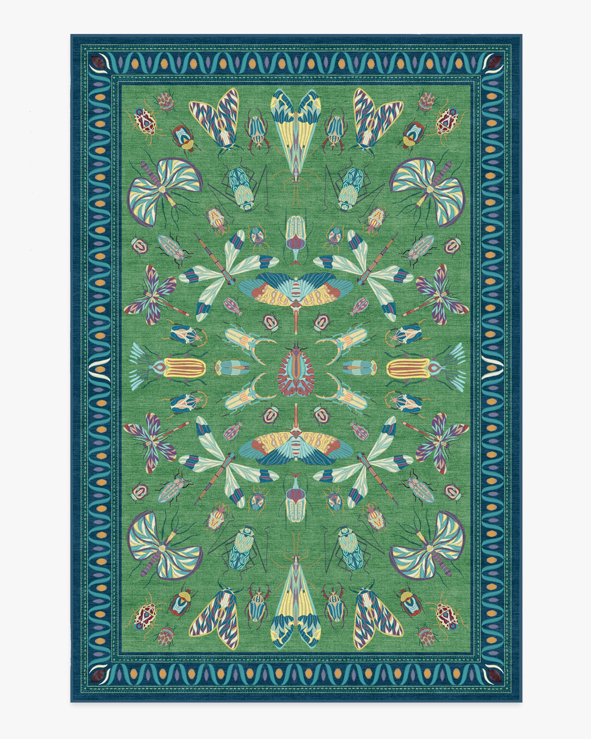 Flutterby — Halı, Yeşil Safir, AREA, beyaz zemin, 6x9