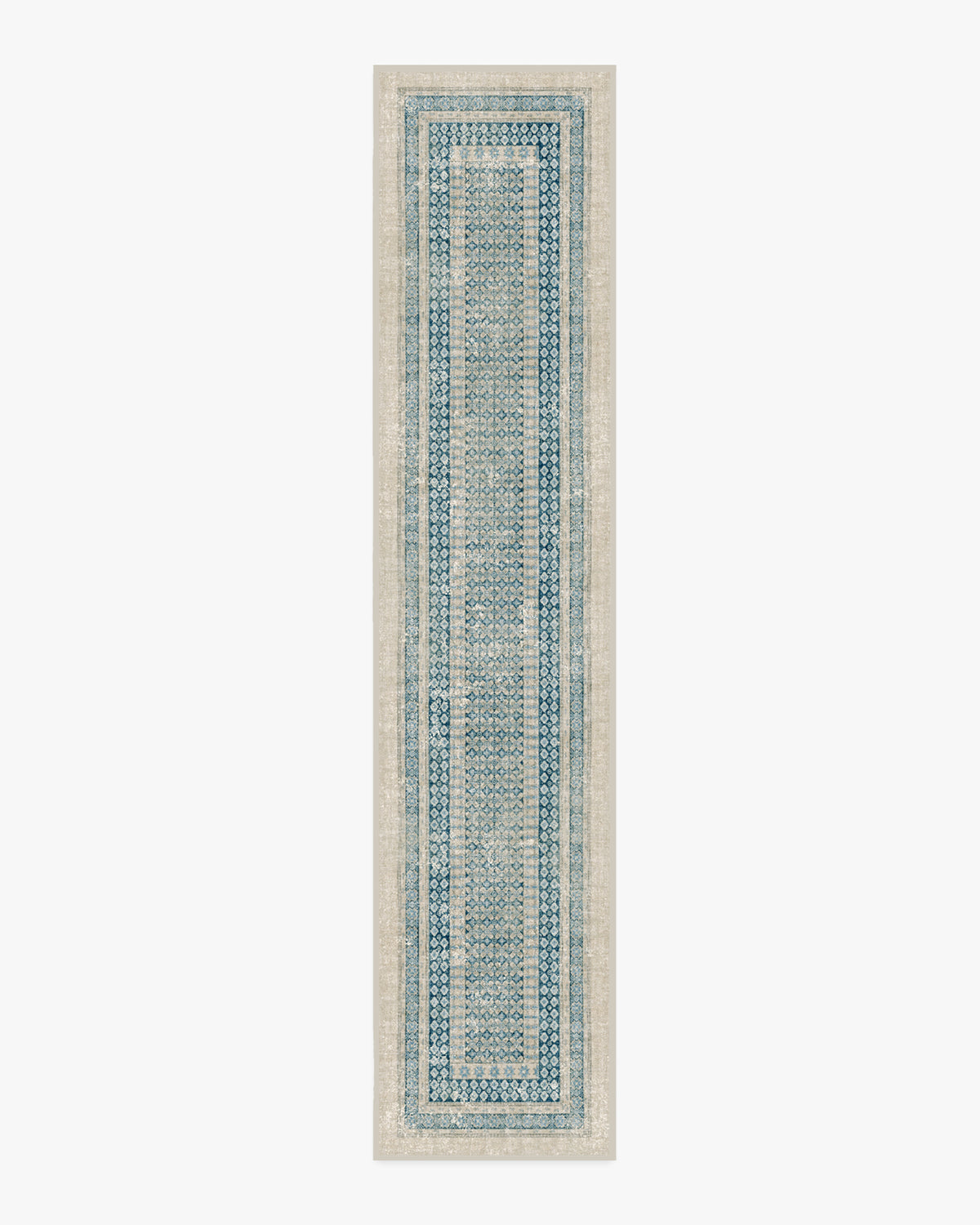 Cyrus — Halı, Nötr Mavi, RUNNER, beyaz zemin, 2x12