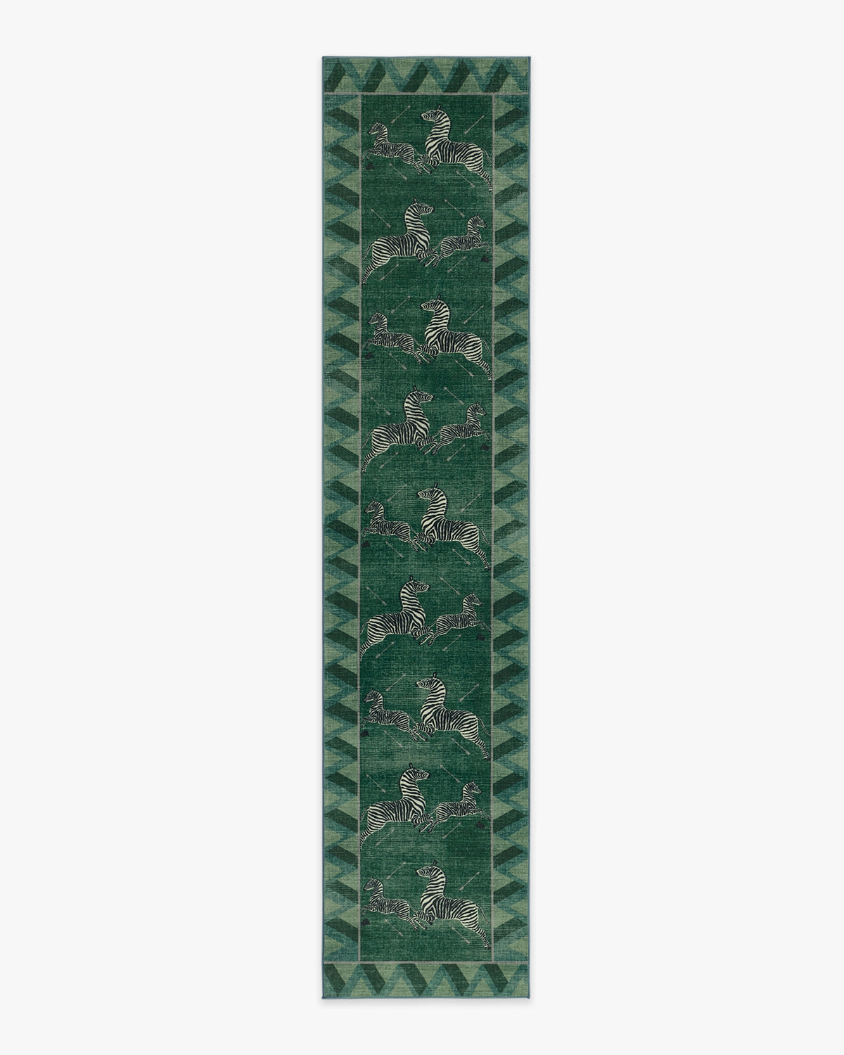 Zebras — Halı, Yeşil, RUNNER, beyaz zemin, 2x12