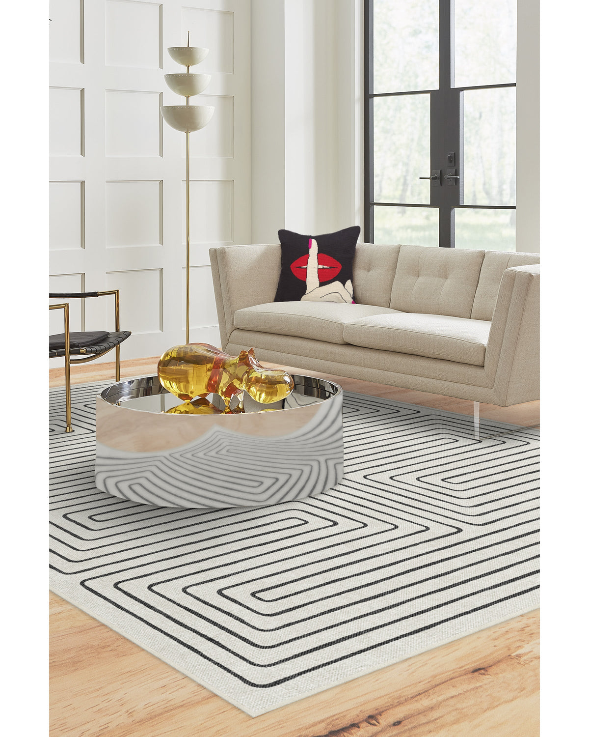 Labyrinth — Halı, Siyah Fildişi, AREA, yaşam alanı, 5x7