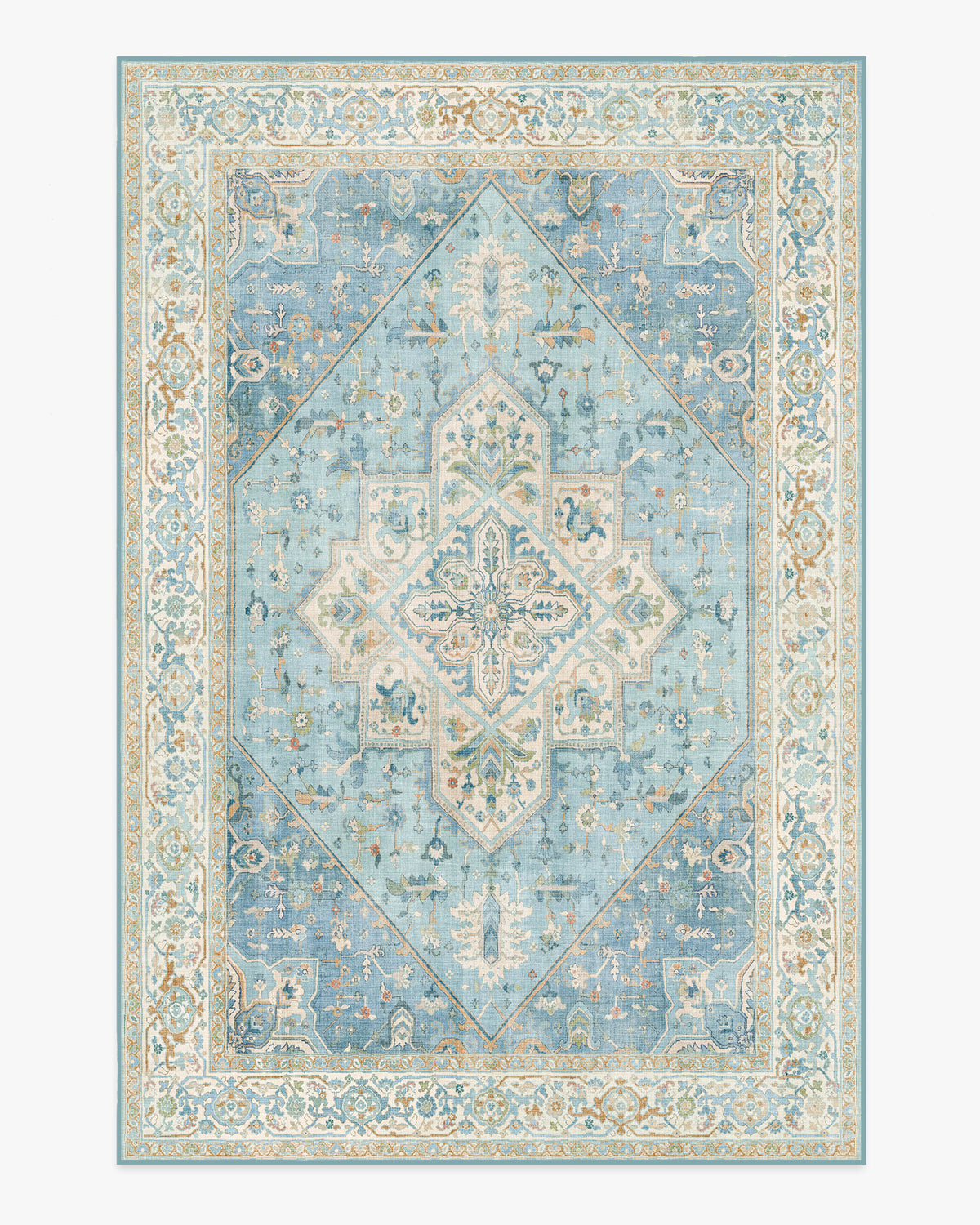 Santiago — Halı, Mavi Krem, AREA, beyaz zemin, 6x9