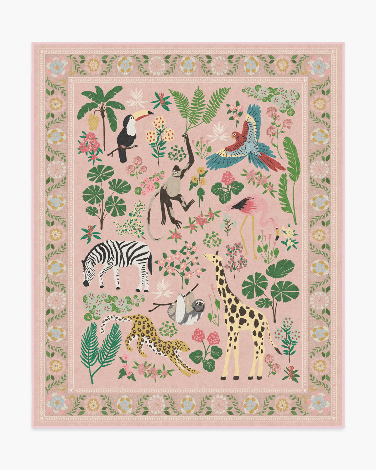 Jingle Jungle — Halı, Yumuşak Pembe, AREA, beyaz zemin, 8x10