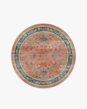 Calabria — Halı, Mercan Çok Renkli, ROUND, beyaz zemin, 6R