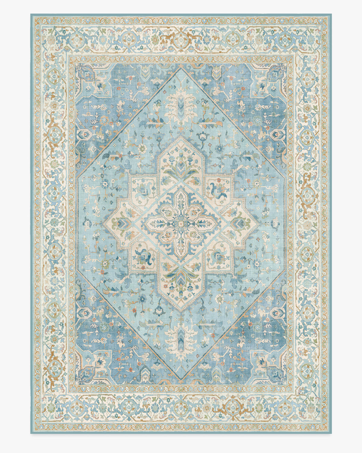 Santiago — Halı, Mavi Krem, AREA, beyaz zemin, 10x14