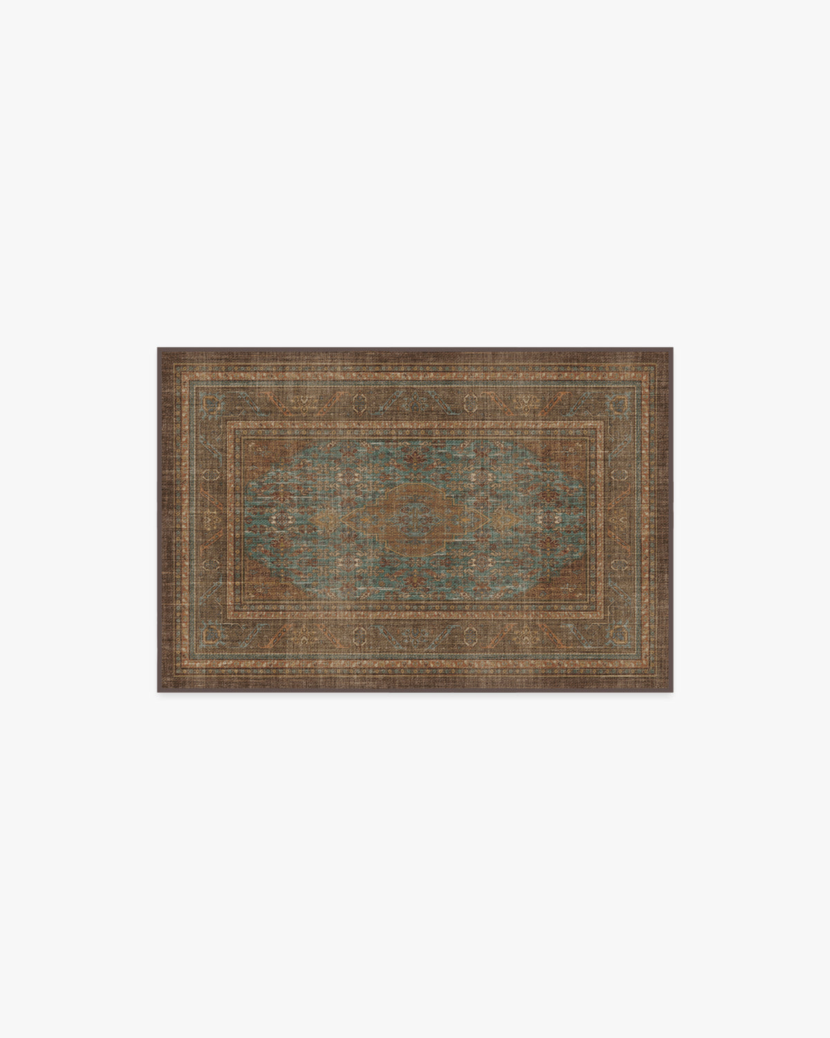 Rowan — Halı, Turkuaz Mavi Bakır, AREA, beyaz zemin, 2x3