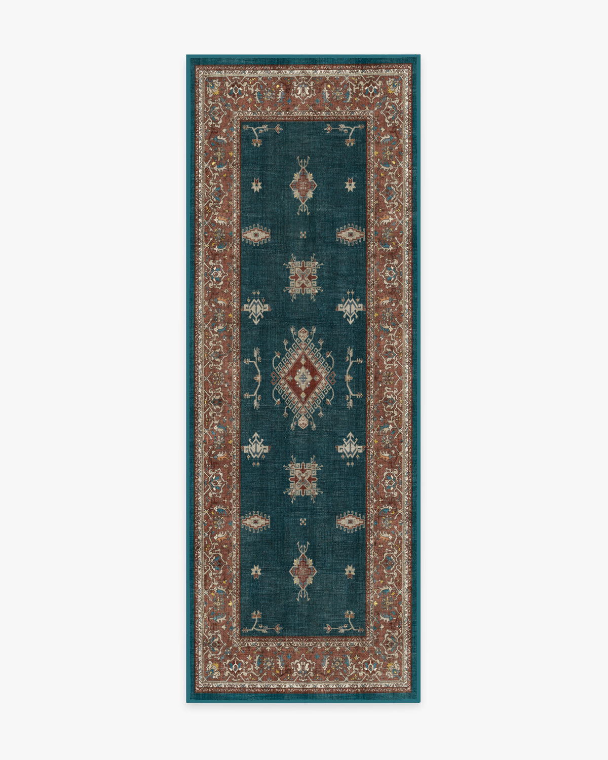 Verena — Halı, Turkuaz Mavi, RUNNER, beyaz zemin, 2x7