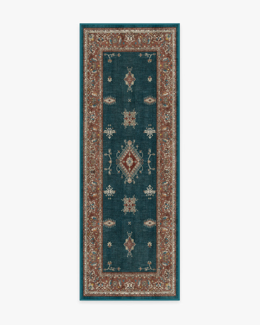 Verena — Halı, Turkuaz Mavi, RUNNER, beyaz zemin, 2x7