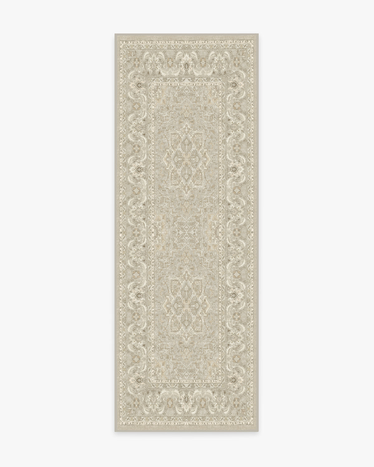 Hendesi Heriz — Halı, Krem, RUNNER, beyaz zemin, 2x7