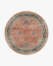 Calabria — Halı, Mercan Çok Renkli, ROUND, beyaz zemin, 8R