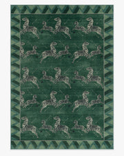 Zebras — Halı, Yeşil, AREA, beyaz zemin, 10x14