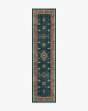 Verena — Halı, Turkuaz Mavi, RUNNER, beyaz zemin, 2x10