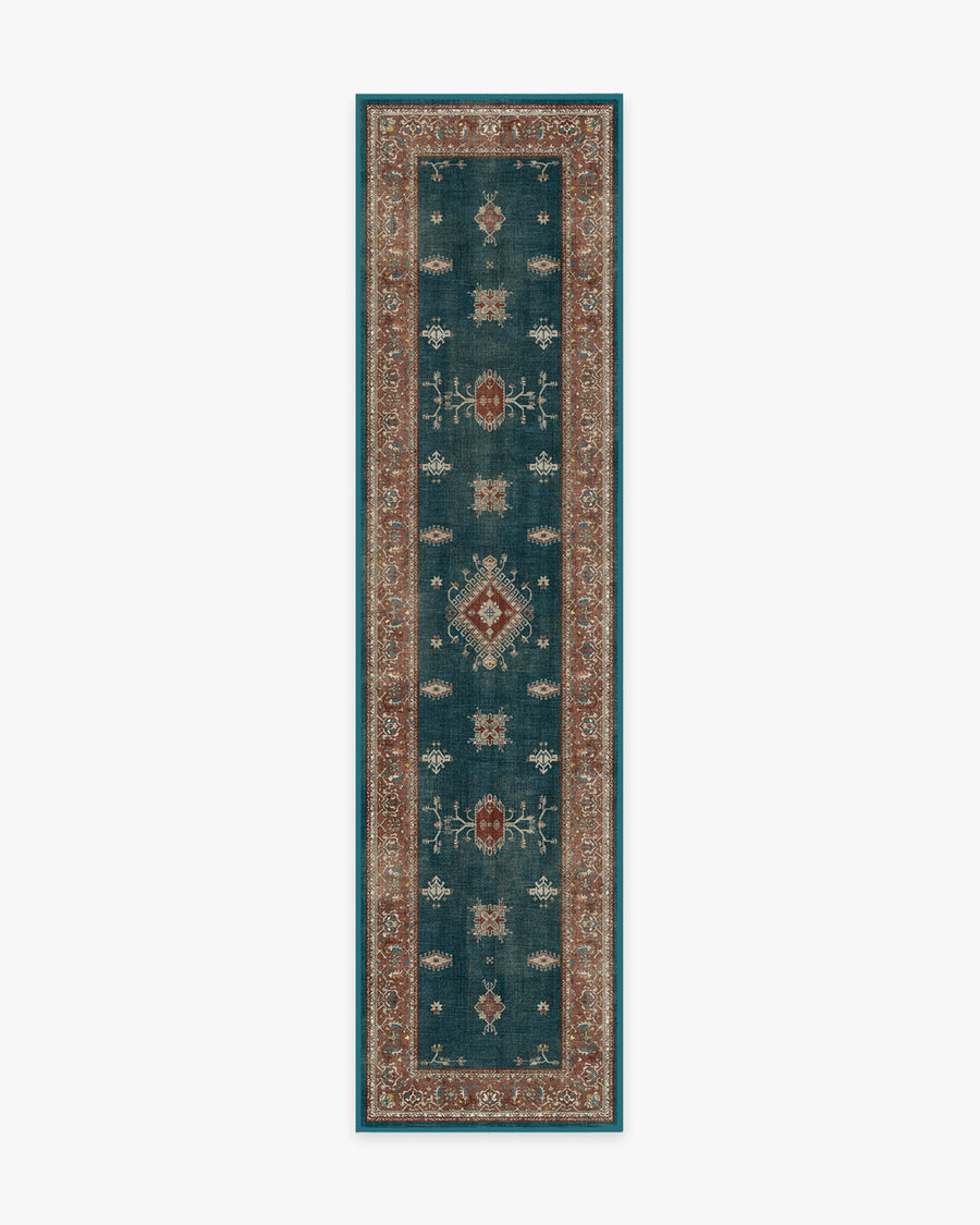 Verena — Halı, Turkuaz Mavi, RUNNER, beyaz zemin, 2x10