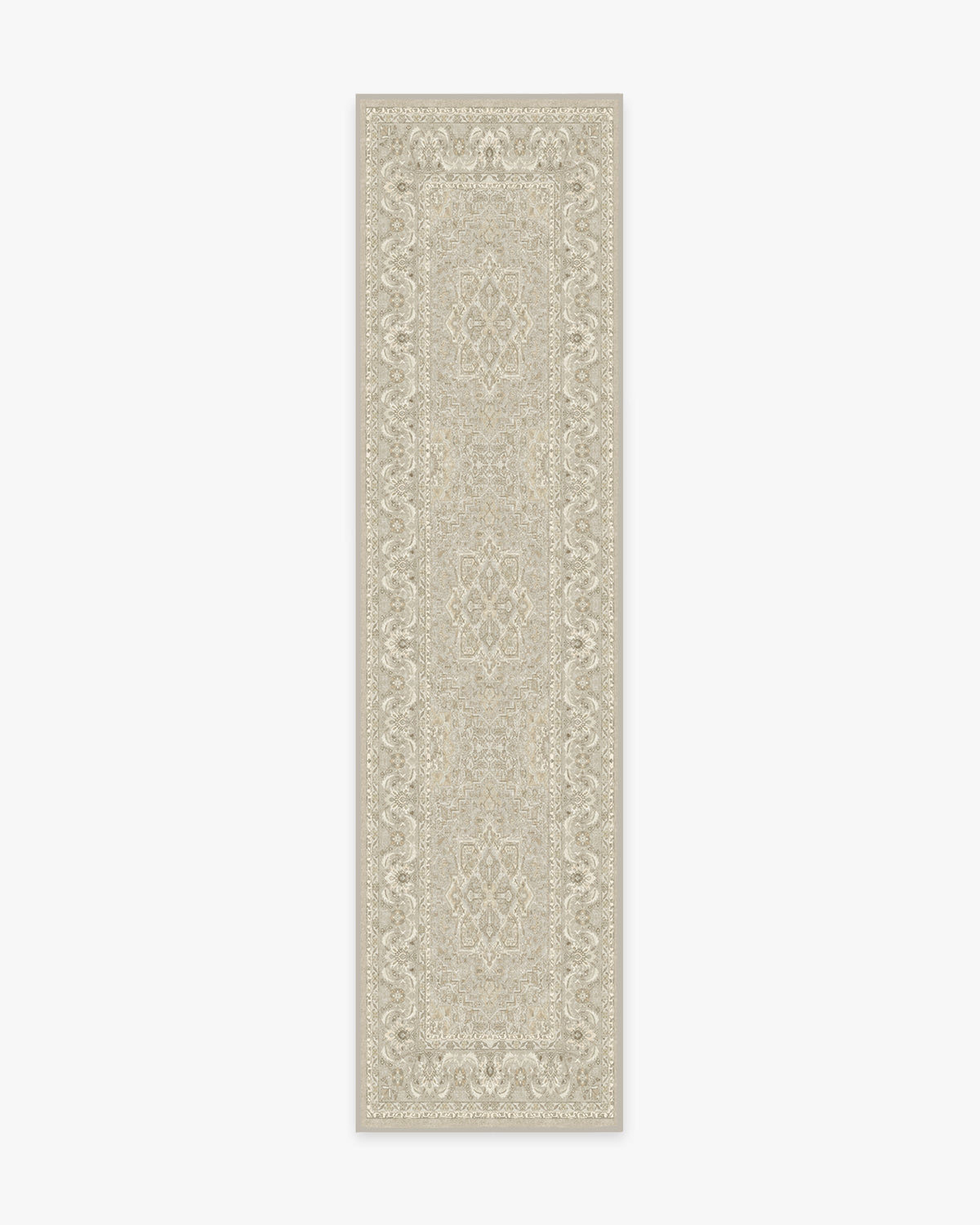 Hendesi Heriz — Halı, Krem, RUNNER, beyaz zemin, 2x10