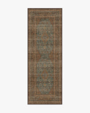 Rowan — Halı, Turkuaz Mavi Bakır, RUNNER, beyaz zemin, 2x7