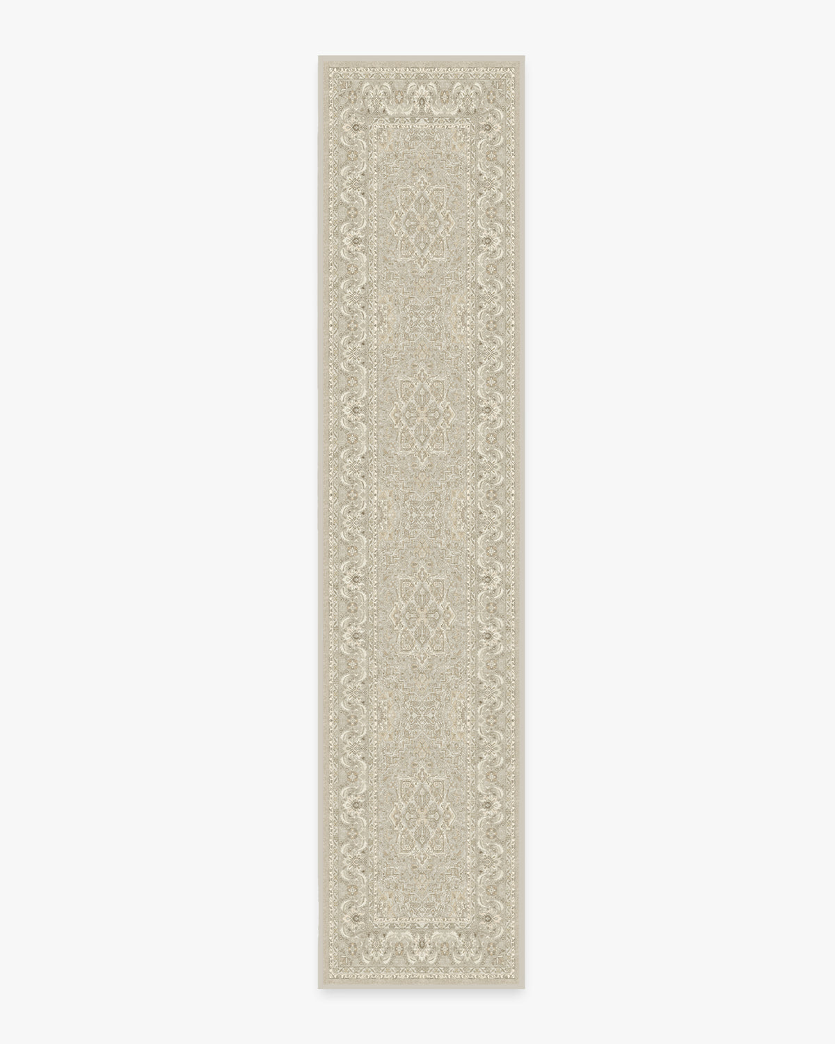 Hendesi Heriz — Halı, Krem, RUNNER, beyaz zemin, 2x12