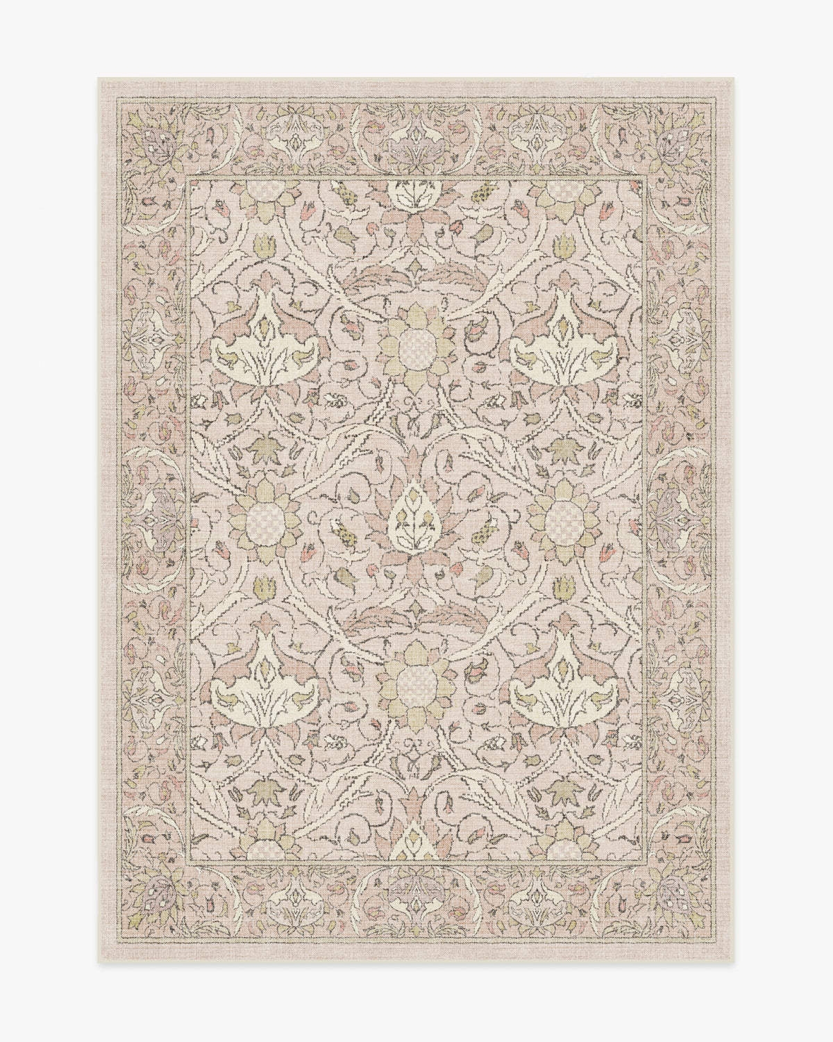 Morris And Co Montreal — Halı, Yumuşak Pembe, AREA, beyaz zemin, 5x7