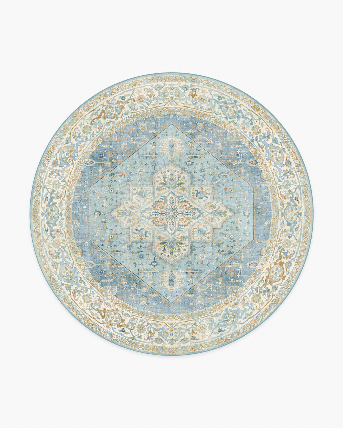 Santiago — Halı, Mavi Krem, ROUND, beyaz zemin, 8R