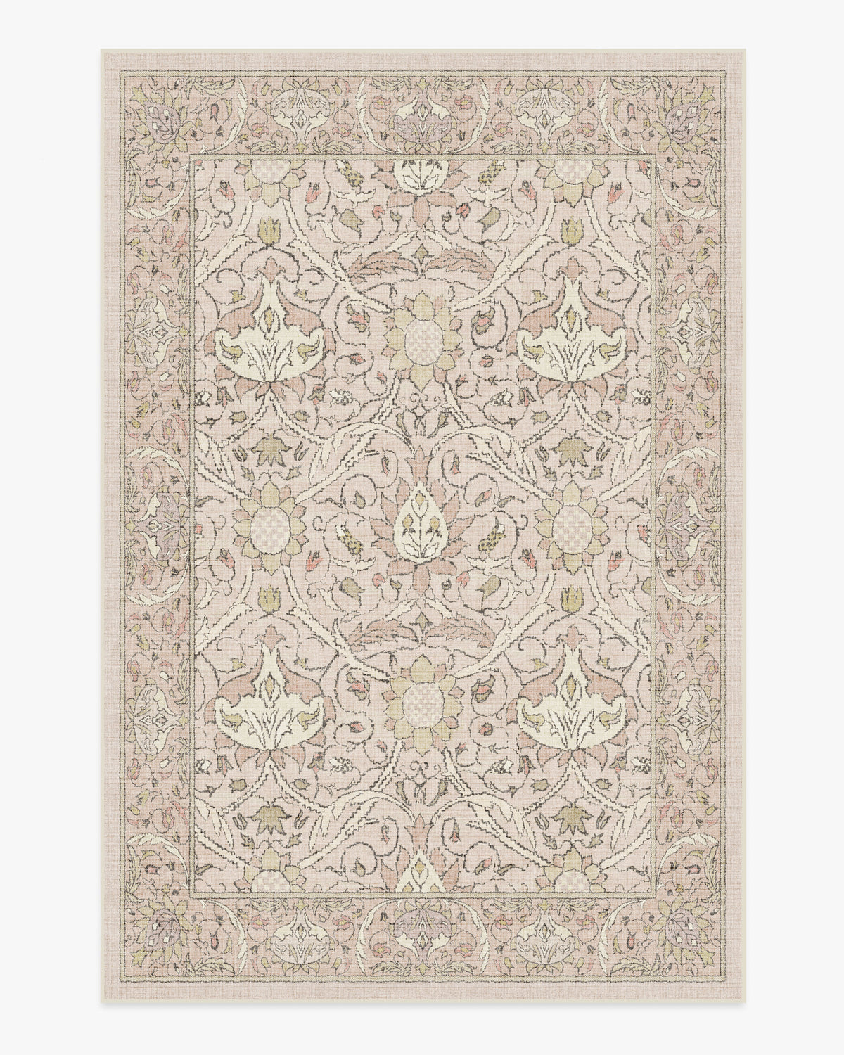 Morris And Co Montreal — Halı, Yumuşak Pembe, AREA, beyaz zemin, 6x9