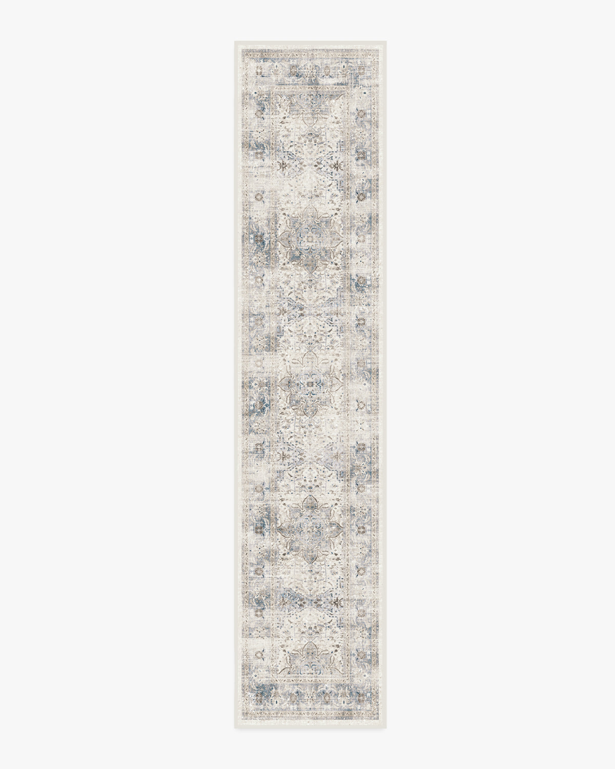 Sarrah — Halı, Quartz Mavi, RUNNER, beyaz zemin, 2x12