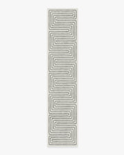 Labyrinth — Halı, Siyah Fildişi, RUNNER, beyaz zemin, 2x12
