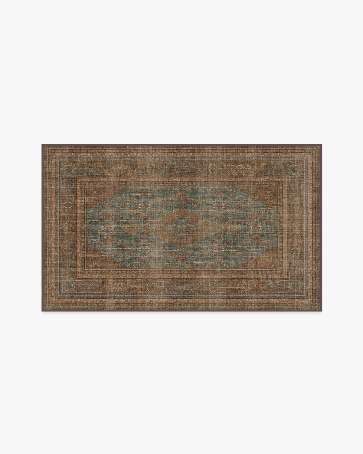 Rowan — Halı, Turkuaz Mavi Bakır, AREA, beyaz zemin, 3x5