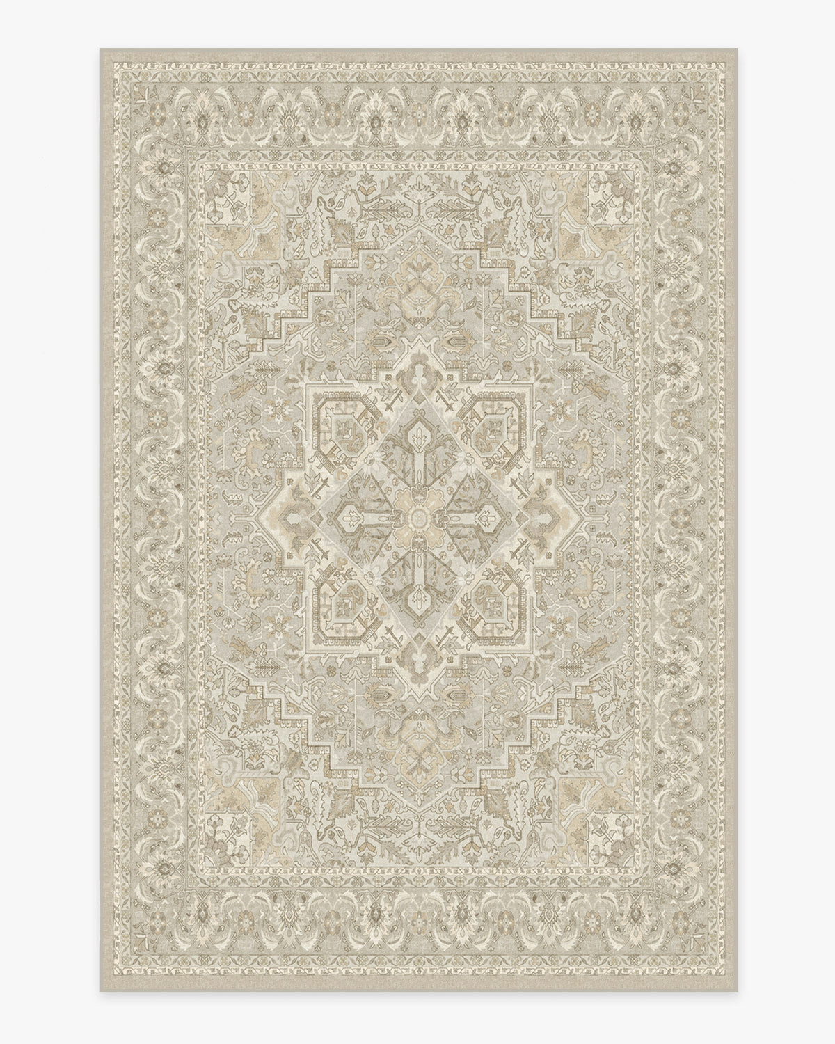 Hendesi Heriz — Halı, Krem, AREA, beyaz zemin, 6x9