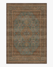 Rowan — Halı, Turkuaz Mavi Bakır, AREA, beyaz zemin, 6x9