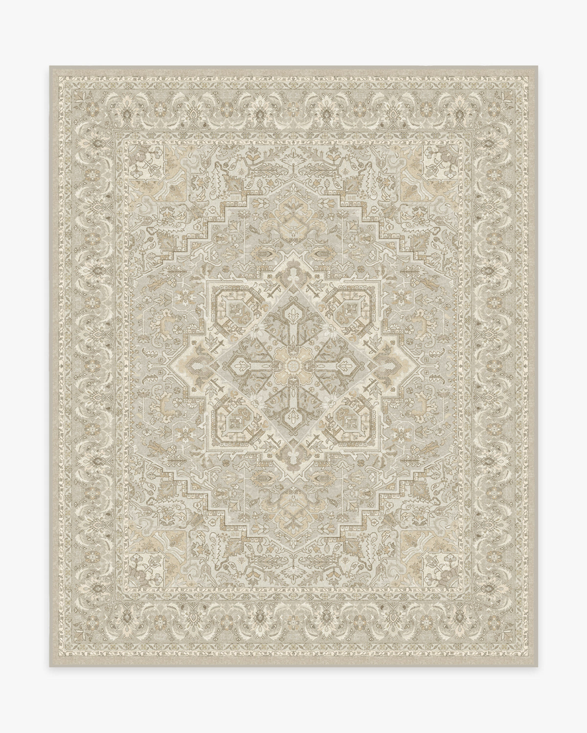 Hendesi Heriz — Halı, Krem, AREA, beyaz zemin, 8x10